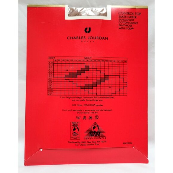 VTG Charles Jourdan 5 Control Top & 1 Ultra Sheer Pantyhose Size C Beige NOS - Picture 5 of 10